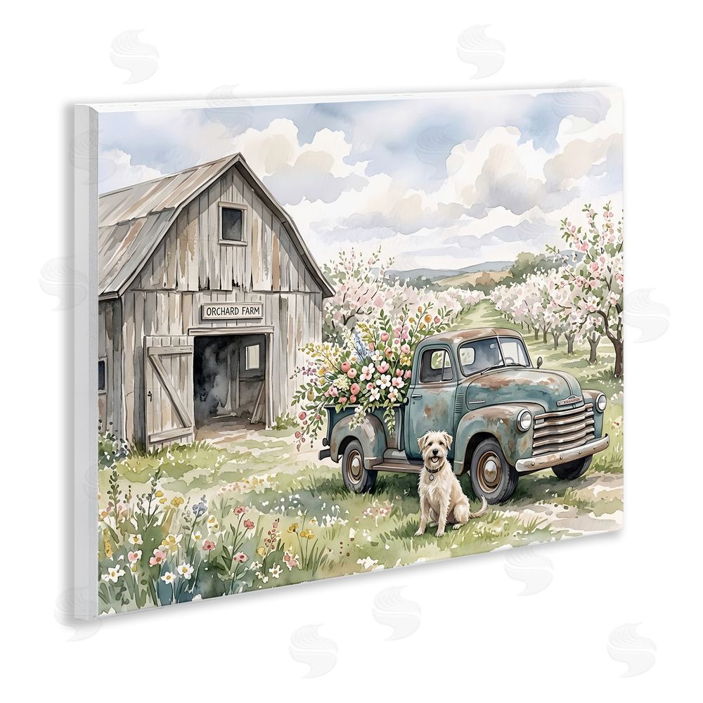 Tabz Jones Spring Orchard and Truck Wall Plaque Printed Art