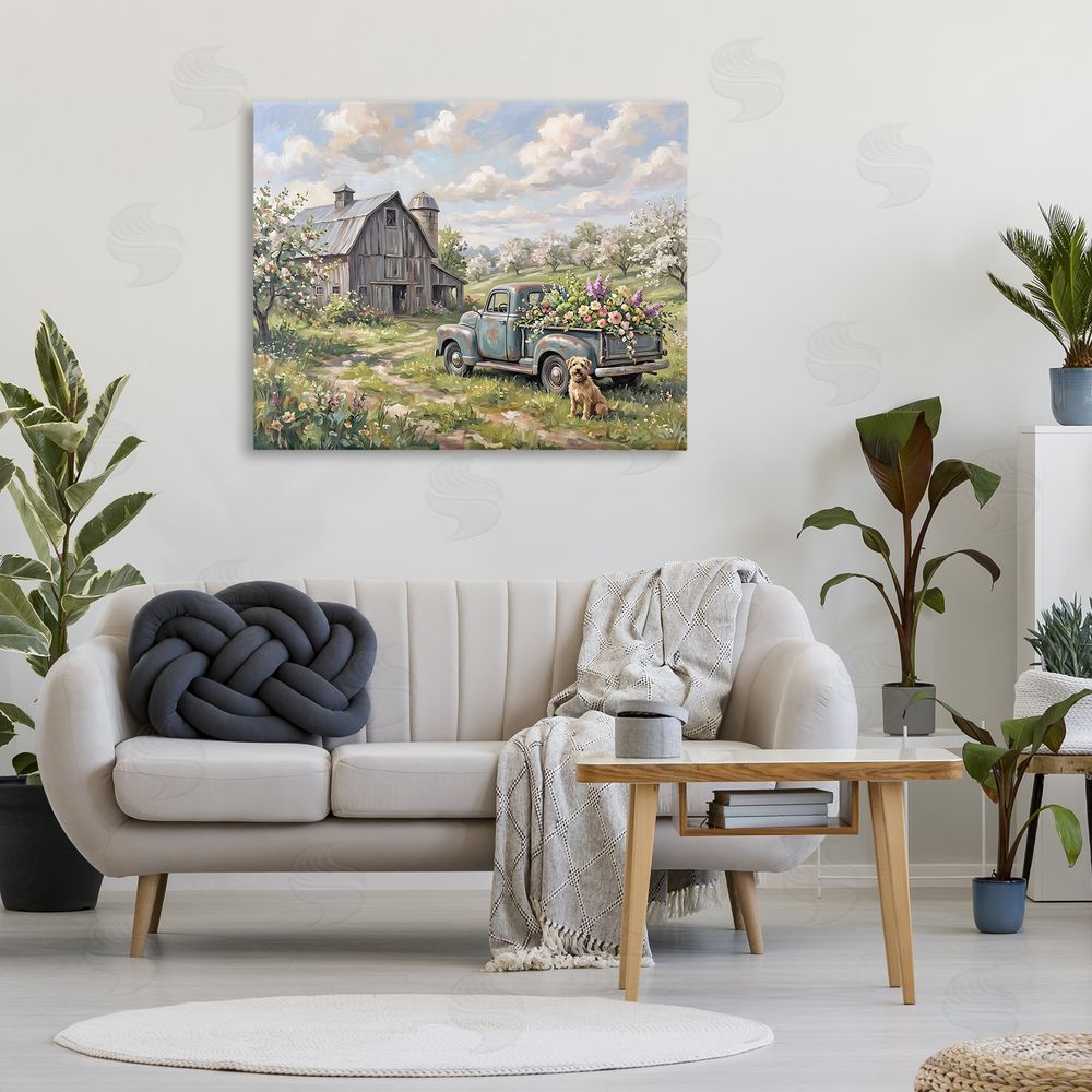 Tabz Jones Proud Dog by Truckload of Flowers Stretched Canvas Wall Art in Room