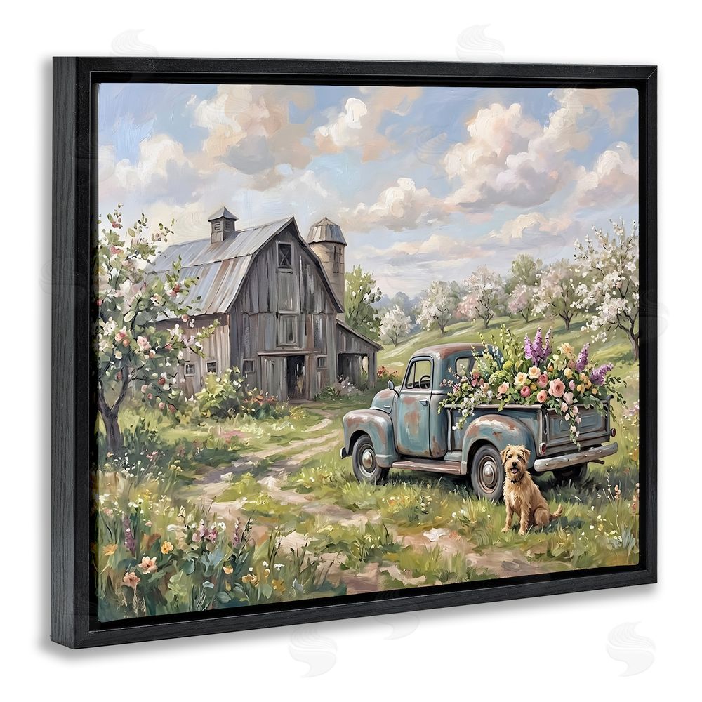Tabz Jones Proud Dog by Truckload of Flowers Black Floating Framed Canvas Wall Art