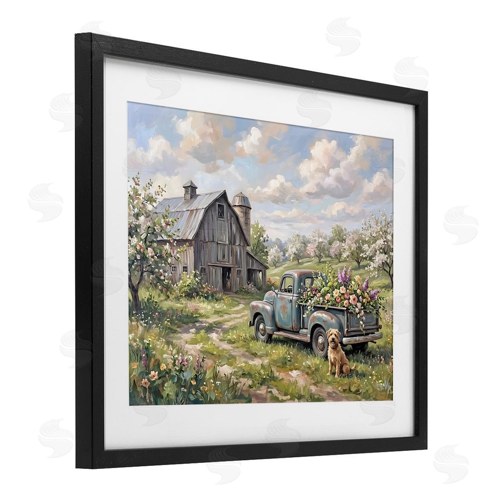 Tabz Jones Proud Dog by Truckload of Flowers Black Framed Print Under Glass Wall Art