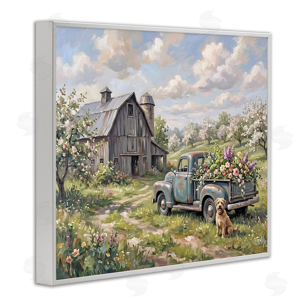 Tabz Jones Proud Dog by Truckload of Flowers White Framed Giclee Wall Art