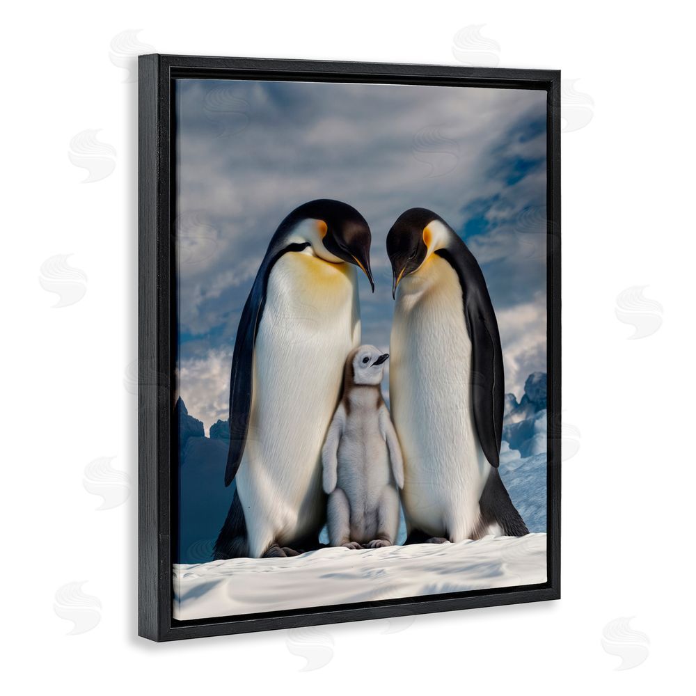 Scott Stulberg Penguins In The Wild Black Floating Framed Canvas Wall Art