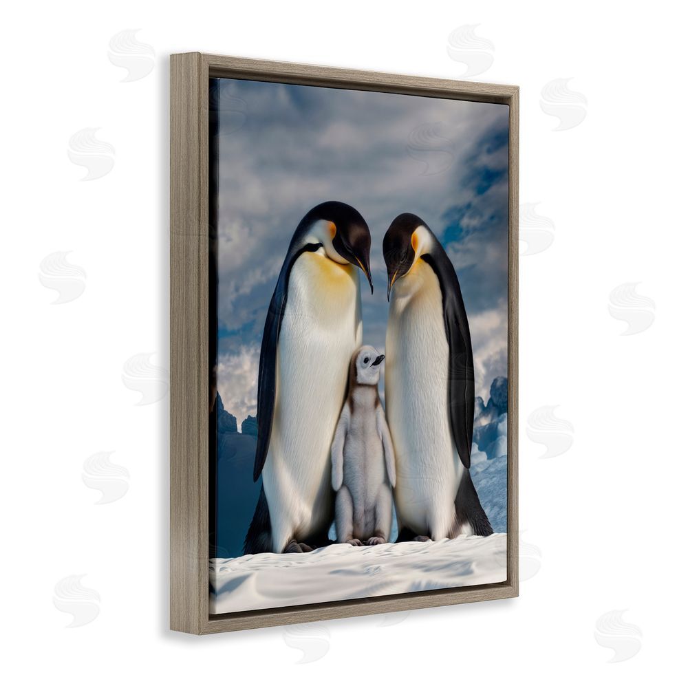 Scott Stulberg Penguins In The Wild Brown Floating Framed Canvas Wall Art