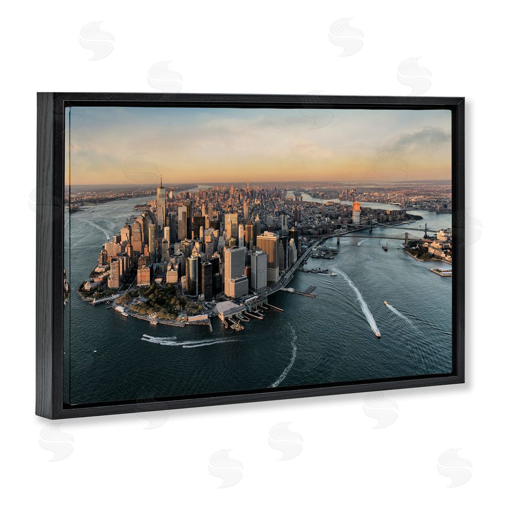 Scott Stulberg Manhattan From Above Black Floating Framed Canvas Wall Art