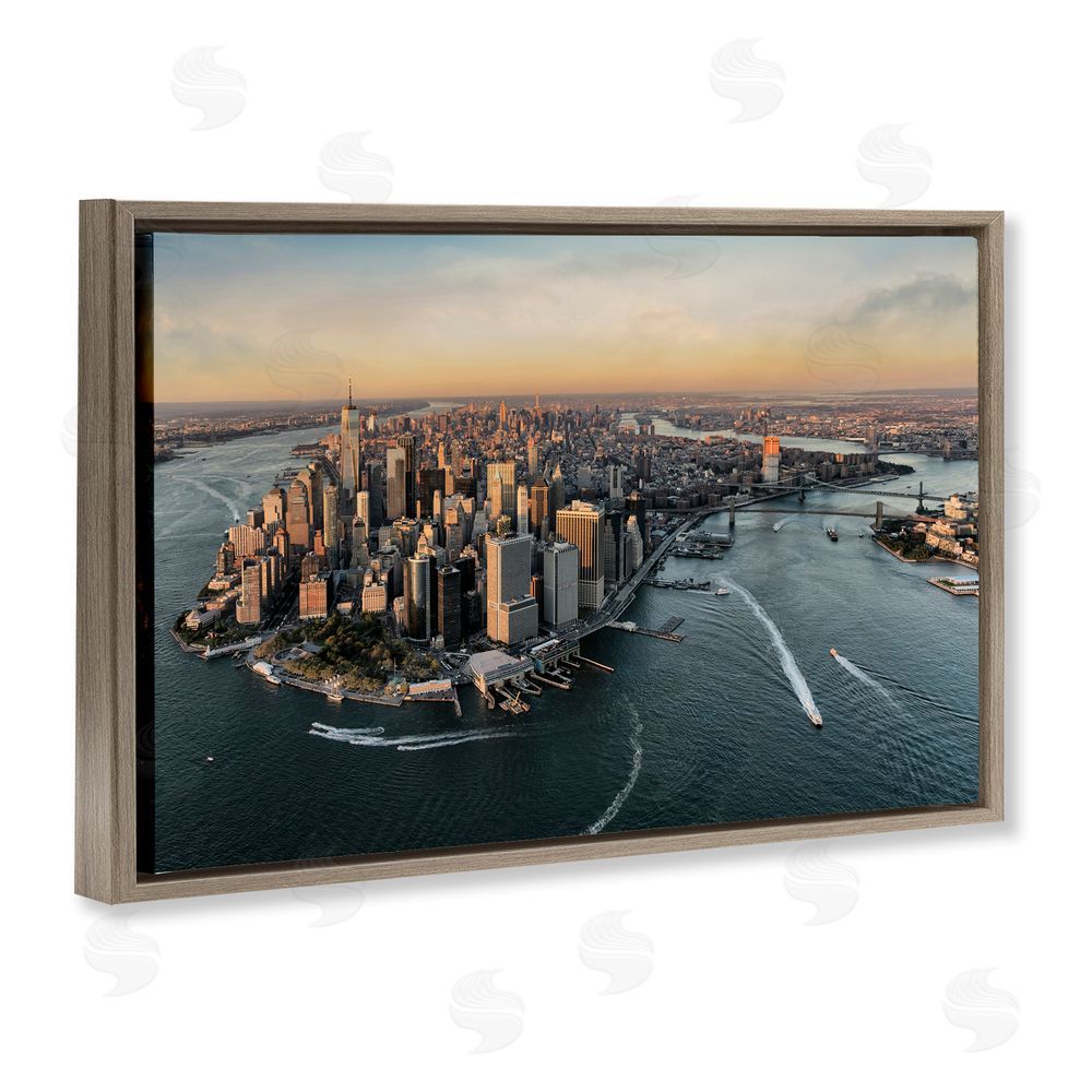 Scott Stulberg Manhattan From Above Brown Floating Framed Canvas Wall Art