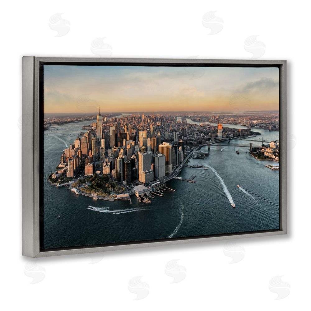 Scott Stulberg Manhattan From Above Gray Floating Framed Canvas Wall Art