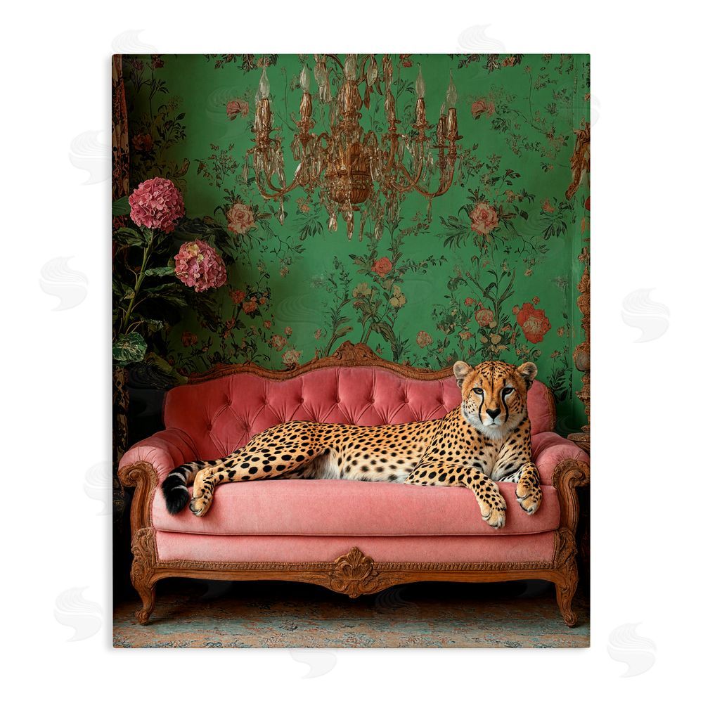 Scott Stulberg Ornate Sophisticated Leopard Lounging Stretched Canvas Wall Art
