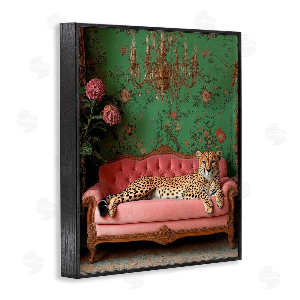 Scott Stulberg Ornate Sophisticated Leopard Lounging Black Framed Giclee Wall Art