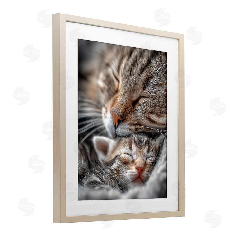 Scott Stulberg Kitty Love Cuddles Brown Framed Print Under Glass Wall Art