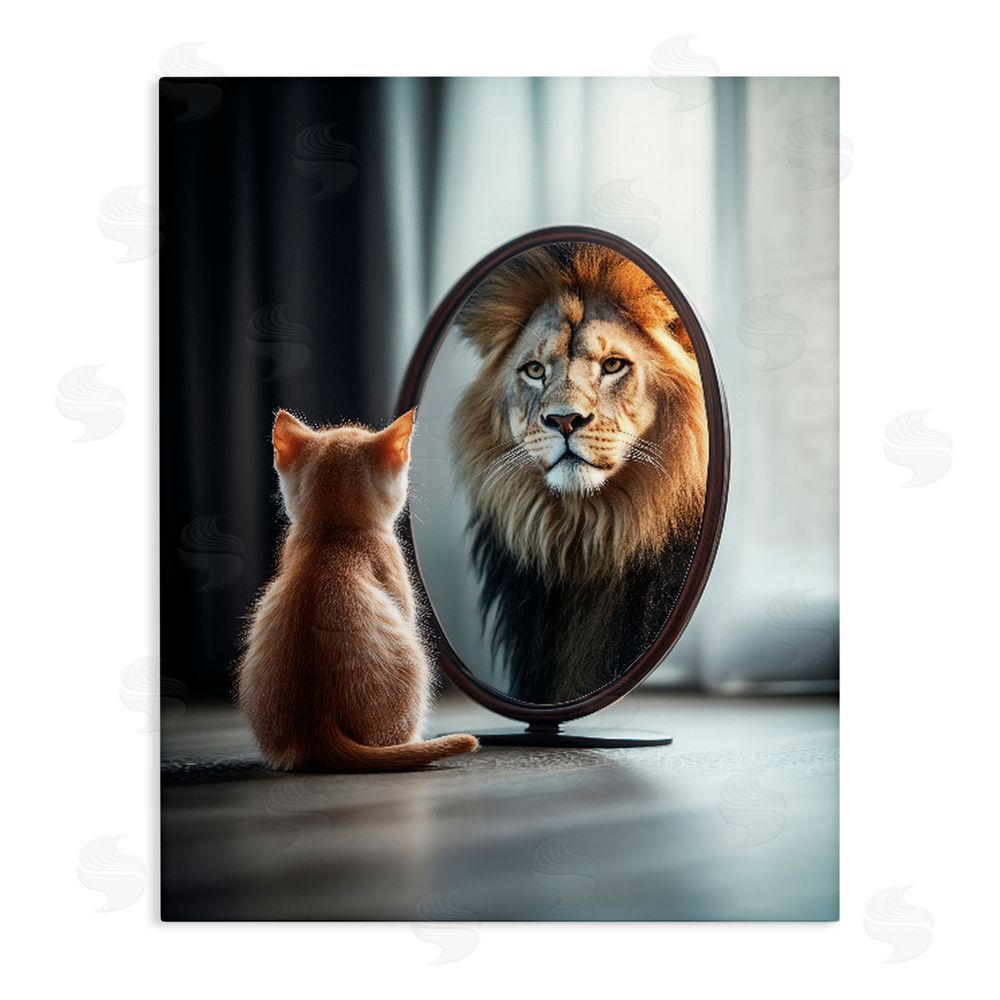 Scott Stulberg Kitten Becomes Lion Illusion Stretched Canvas Wall Art