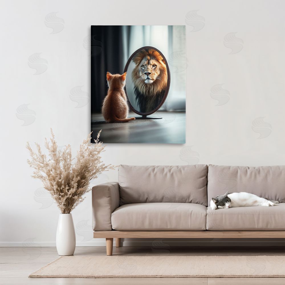 Scott Stulberg Kitten Becomes Lion Illusion Stretched Canvas Wall Art in Room