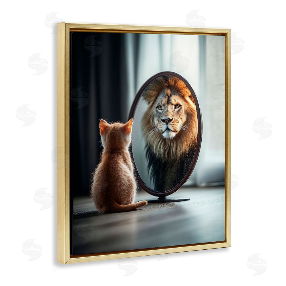 Scott Stulberg Kitten Becomes Lion Illusion Gold Floating Framed Canvas Wall Art