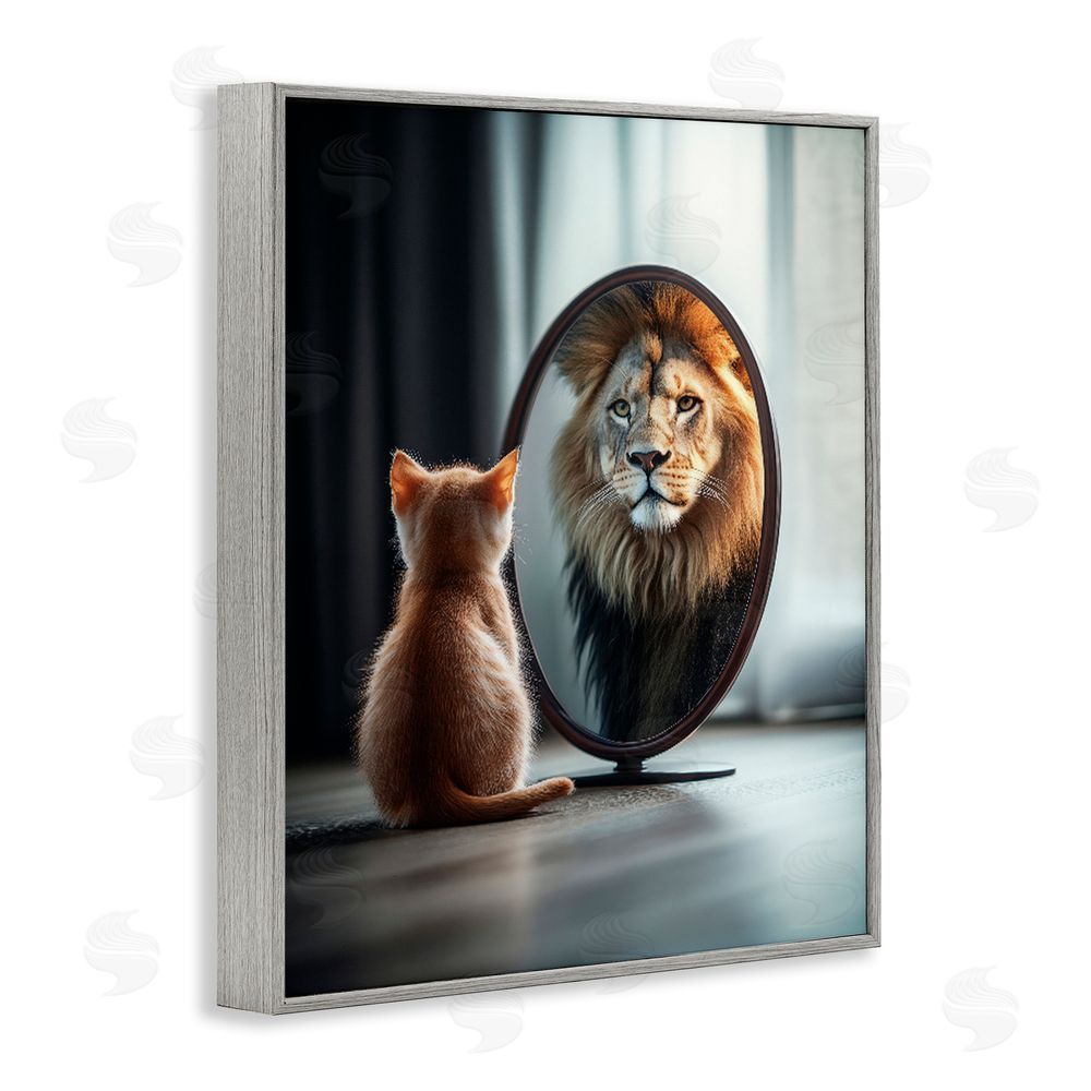 Scott Stulberg Kitten Becomes Lion Illusion Gray Framed Giclee Wall Art