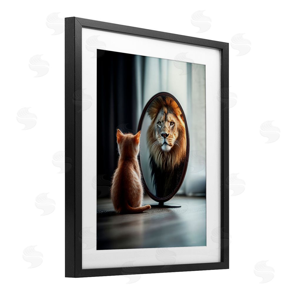 Scott Stulberg Kitten Becomes Lion Illusion Black Framed Print Under Glass Wall Art