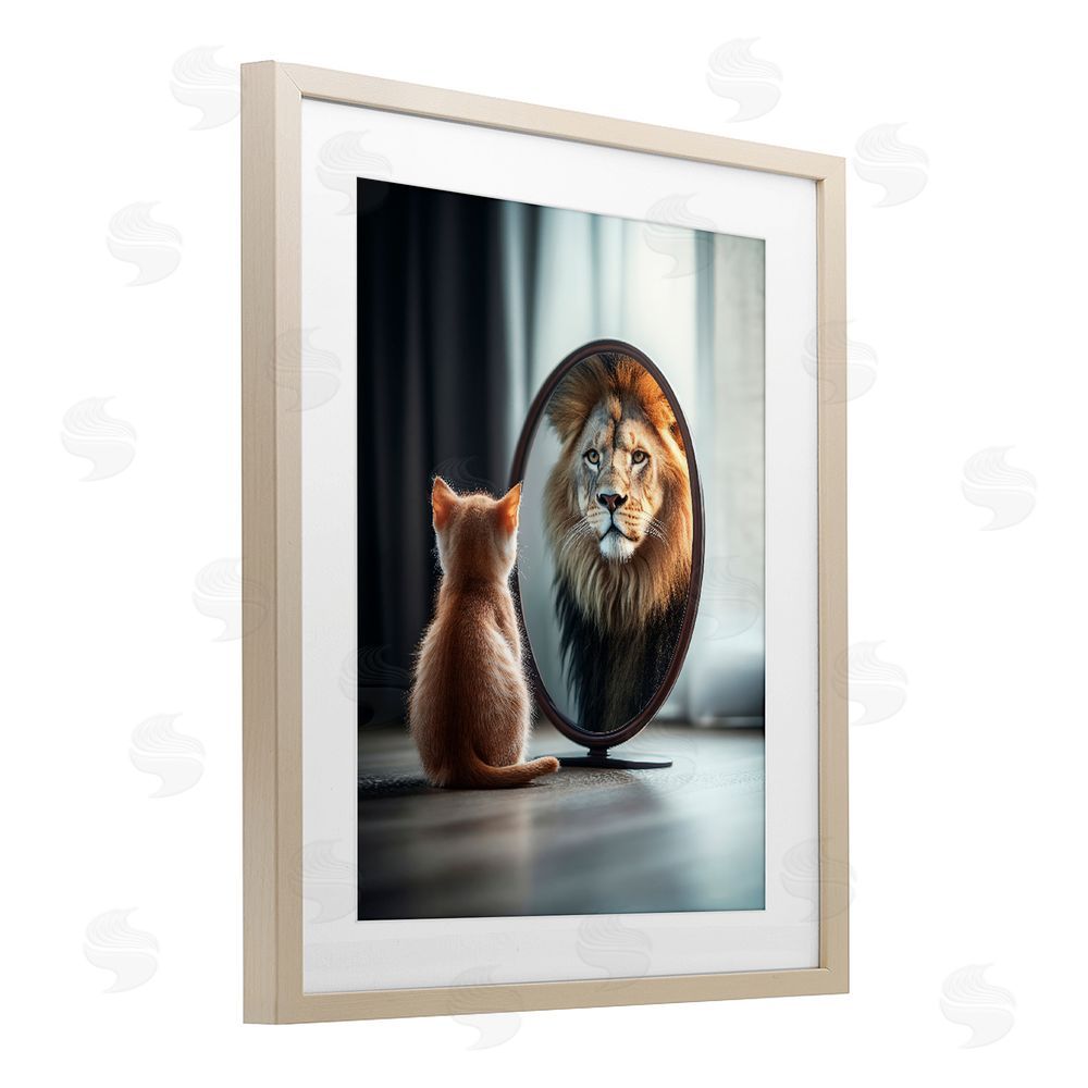 Scott Stulberg Kitten Becomes Lion Illusion Brown Framed Print Under Glass Wall Art