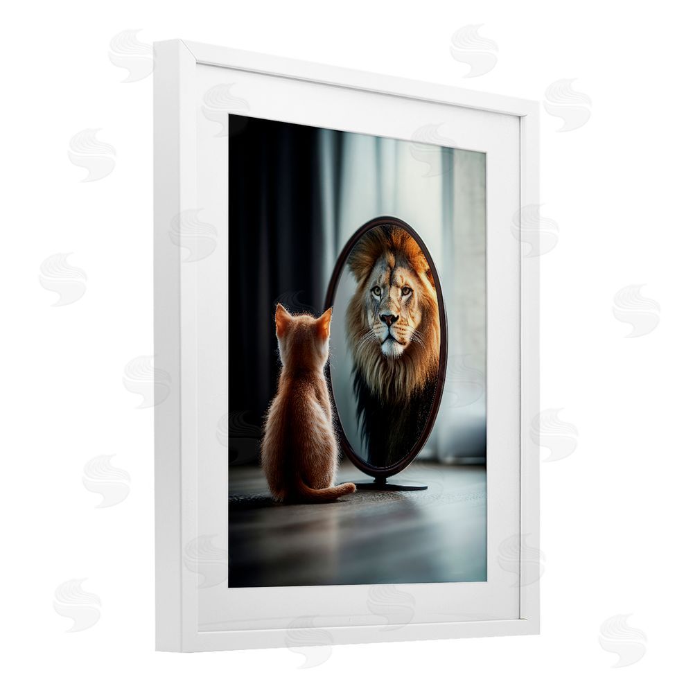Scott Stulberg Kitten Becomes Lion Illusion White Framed Print Under Glass Wall Art