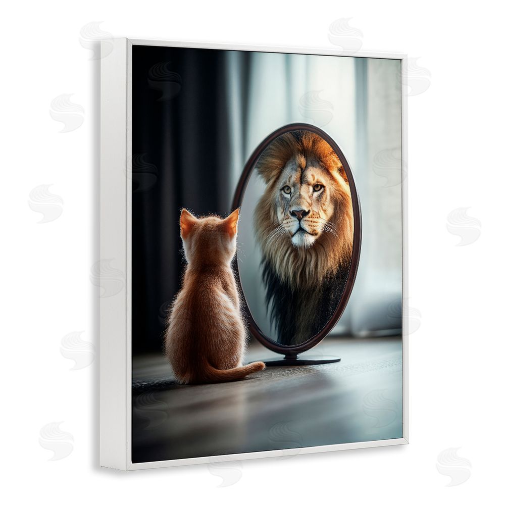 Scott Stulberg Kitten Becomes Lion Illusion White Framed Giclee Wall Art