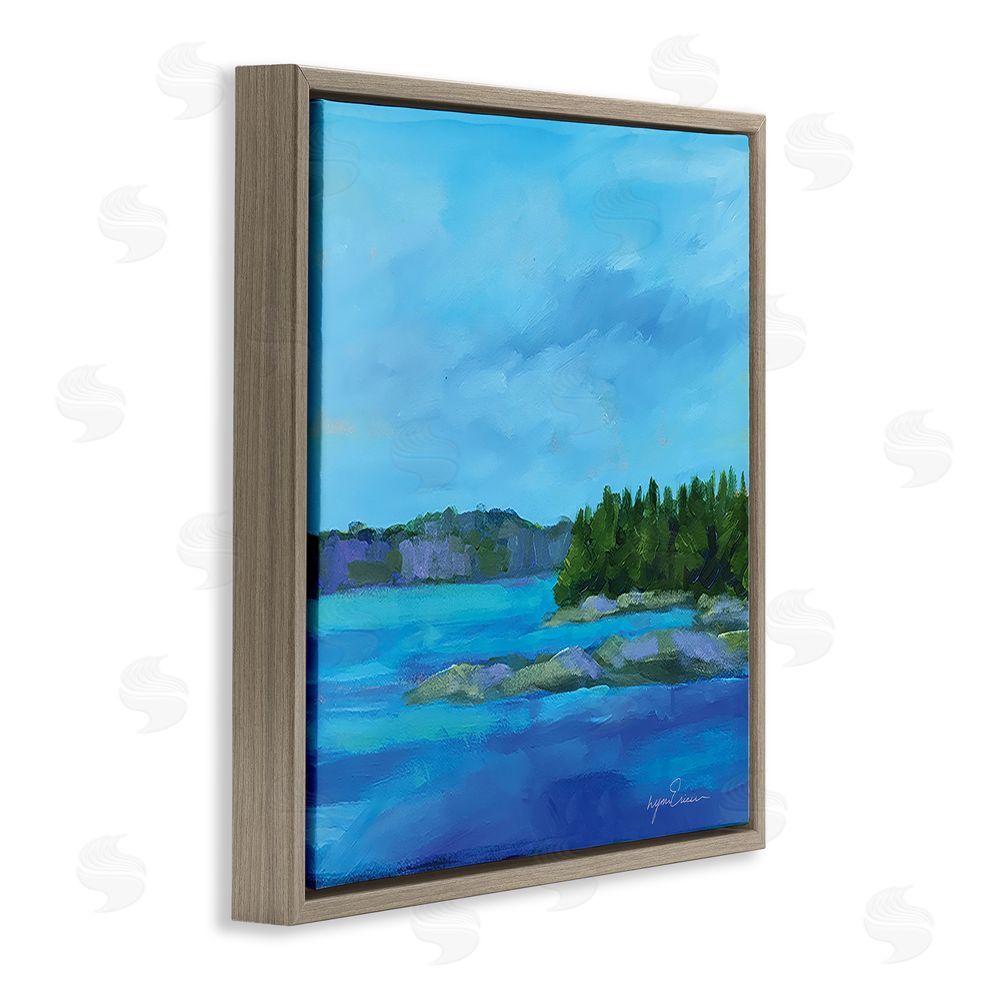Lynn Ericson Fine Art Tranquil Blue Cove Brown Floating Framed Canvas Wall Art Print