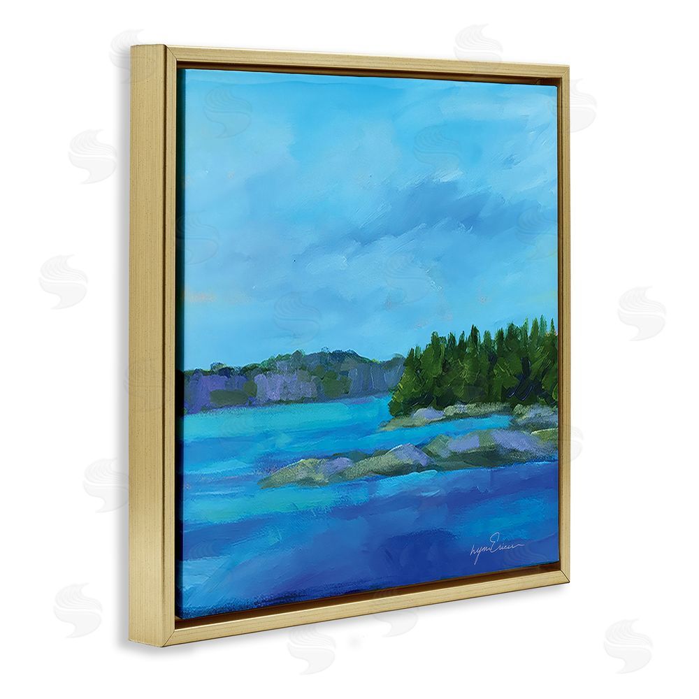 Lynn Ericson Fine Art Tranquil Blue Cove Gold Floating Framed Canvas Wall Art Print