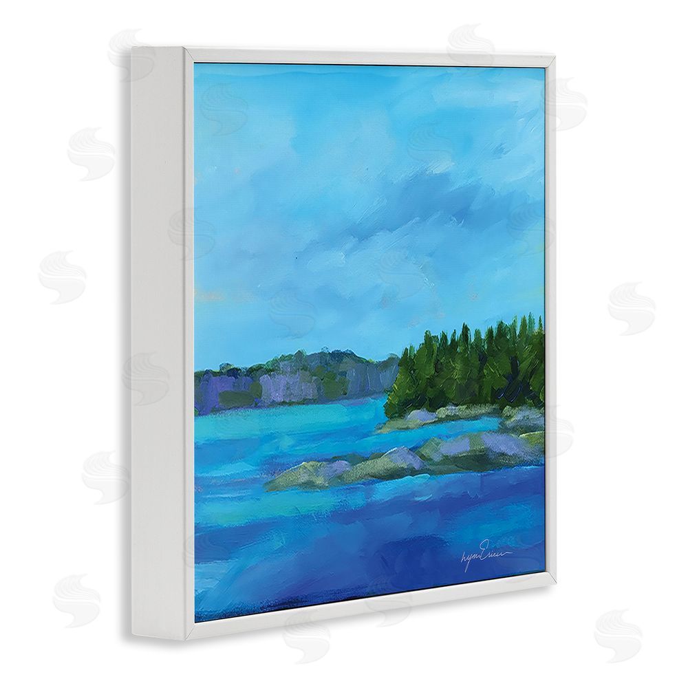 Lynn Ericson Fine Art Tranquil Blue Cove White Framed Giclee Wall Art Print