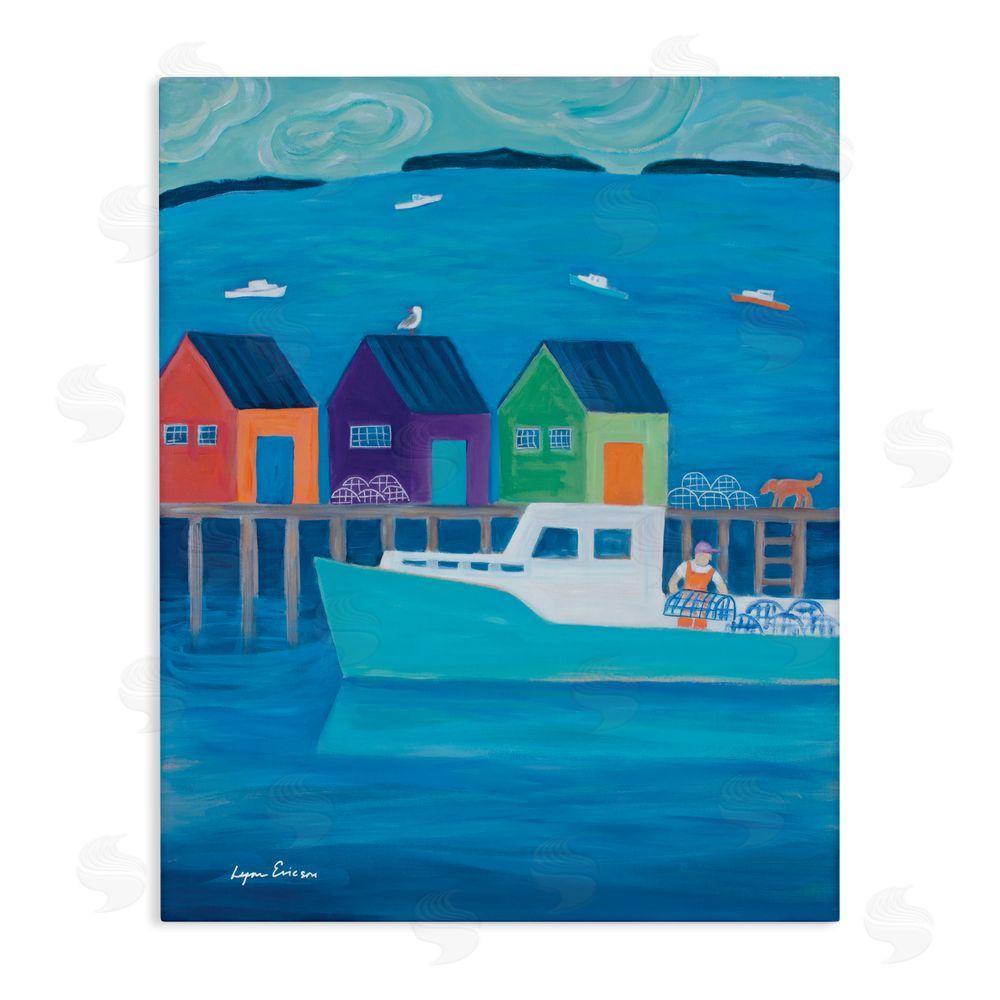 Lynn Ericson Fine Art Out Hauling Traps Stretched Canvas Wall Art