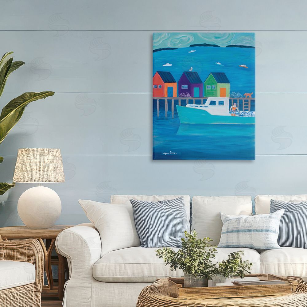 Lynn Ericson Fine Art Out Hauling Traps Stretched Canvas Wall Art in Room