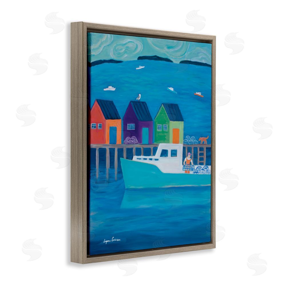 Lynn Ericson Fine Art Out Hauling Traps Brown Floating Framed Canvas Wall Art
