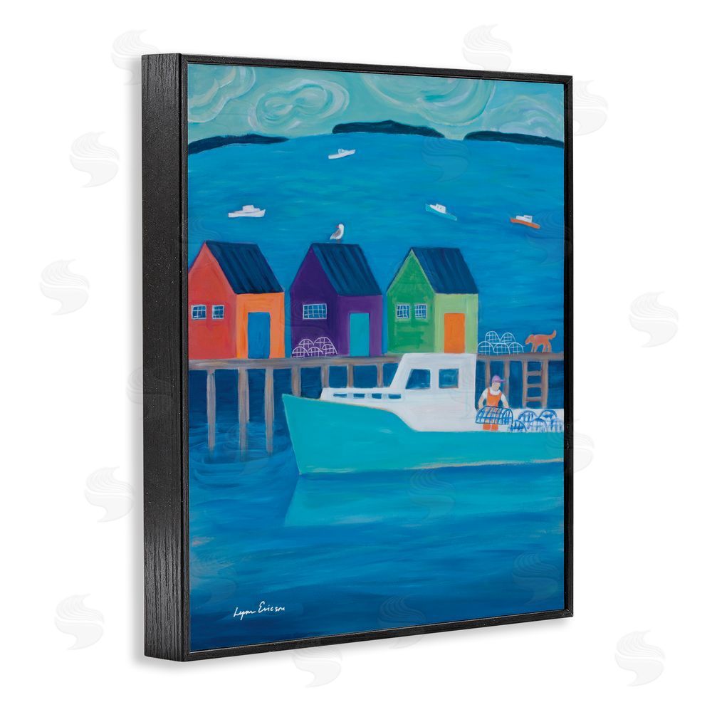 Lynn Ericson Fine Art Out Hauling Traps Black Framed Giclee Wall Art