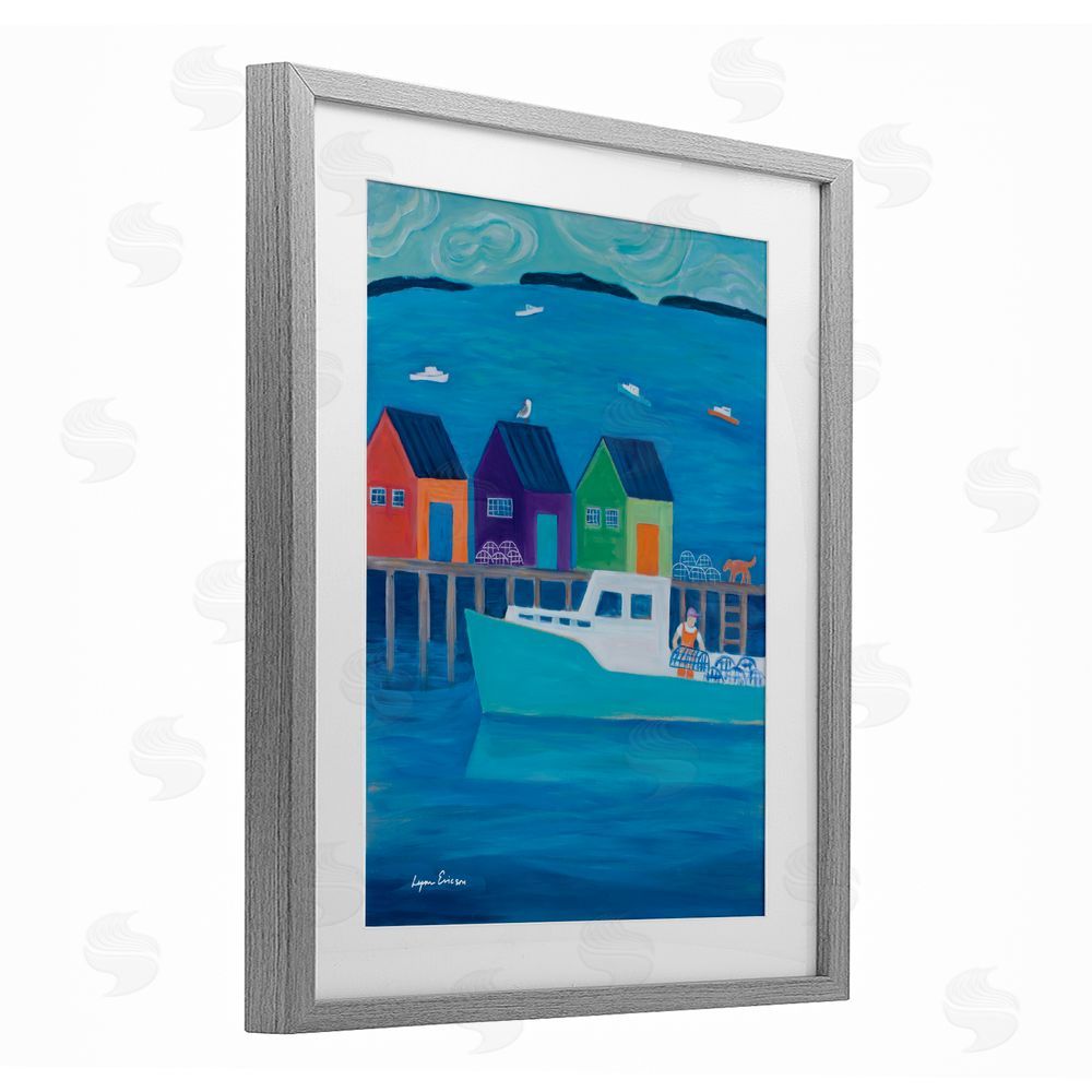 Lynn Ericson Fine Art Out Hauling Traps Gray Framed Print Under Glass Wall Art