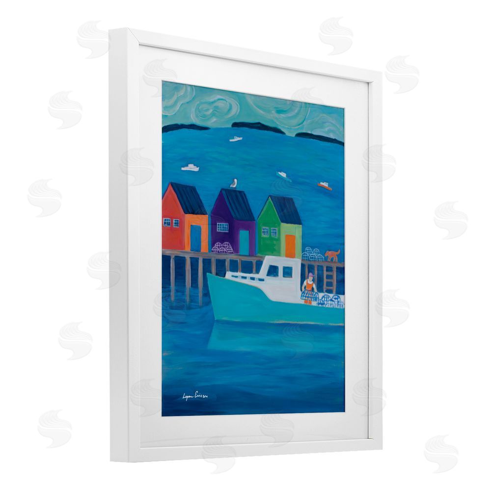 Lynn Ericson Fine Art Out Hauling Traps White Framed Print Under Glass Wall Art