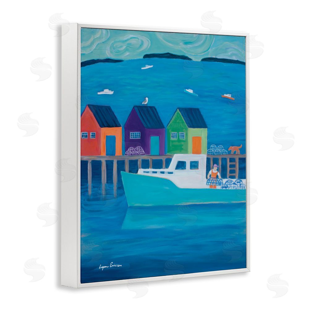 Lynn Ericson Fine Art Out Hauling Traps White Framed Giclee Wall Art