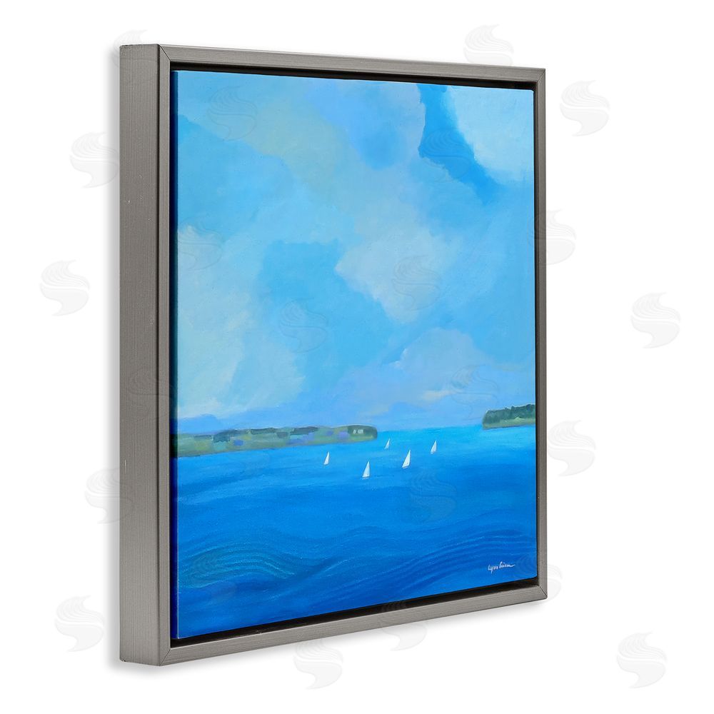 Lynn Ericson Fine Art A Perfect Day Seascape Gray Floating Frame Stretched Canvas Wall Art Print