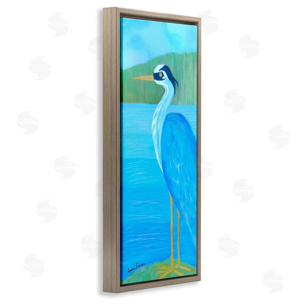 Lynn Ericson Fine Art Great Blue Heron Brown Floating Framed Canvas Wall Art