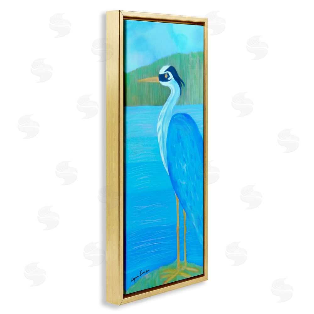 Lynn Ericson Fine Art Great Blue Heron Gold Floating Framed Canvas Wall Art