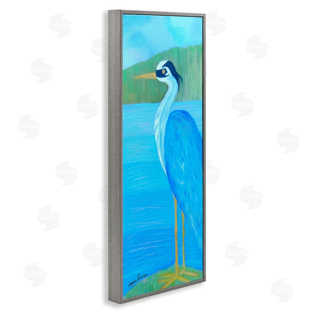 Lynn Ericson Fine Art Great Blue Heron Gray Framed Giclee Wall Art