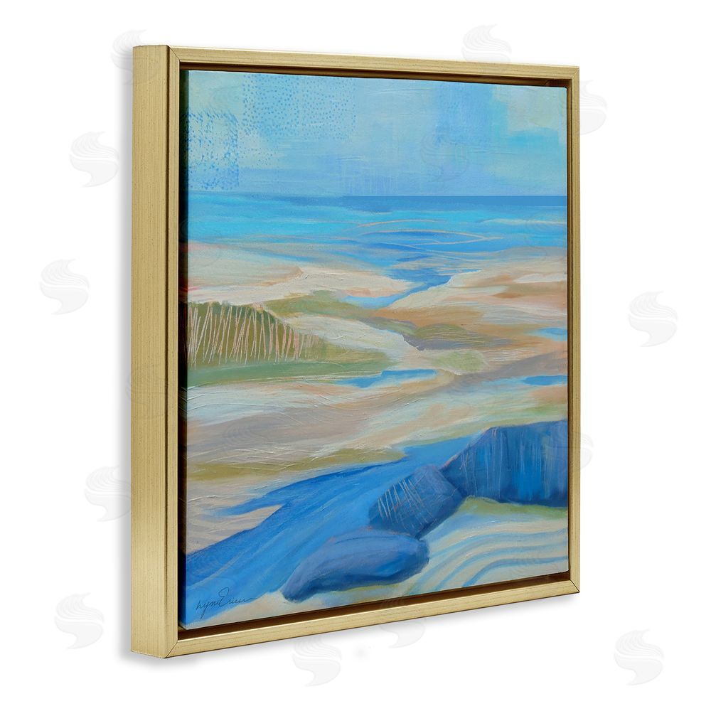 Lynn Ericson Fine Art Low Tide Azure Dunes Gold Floating Framed Canvas Wall Art