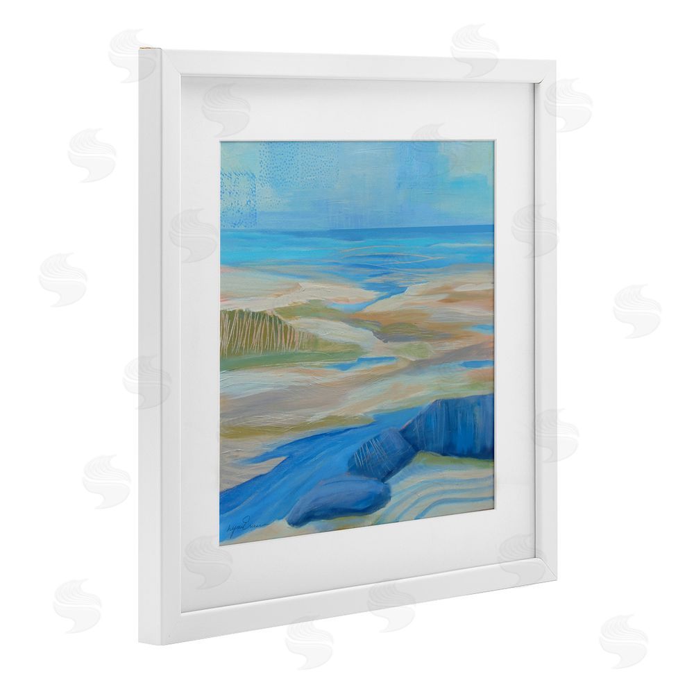 Lynn Ericson Fine Art Low Tide Azure Dunes White Framed Print Under Glass Wall Art