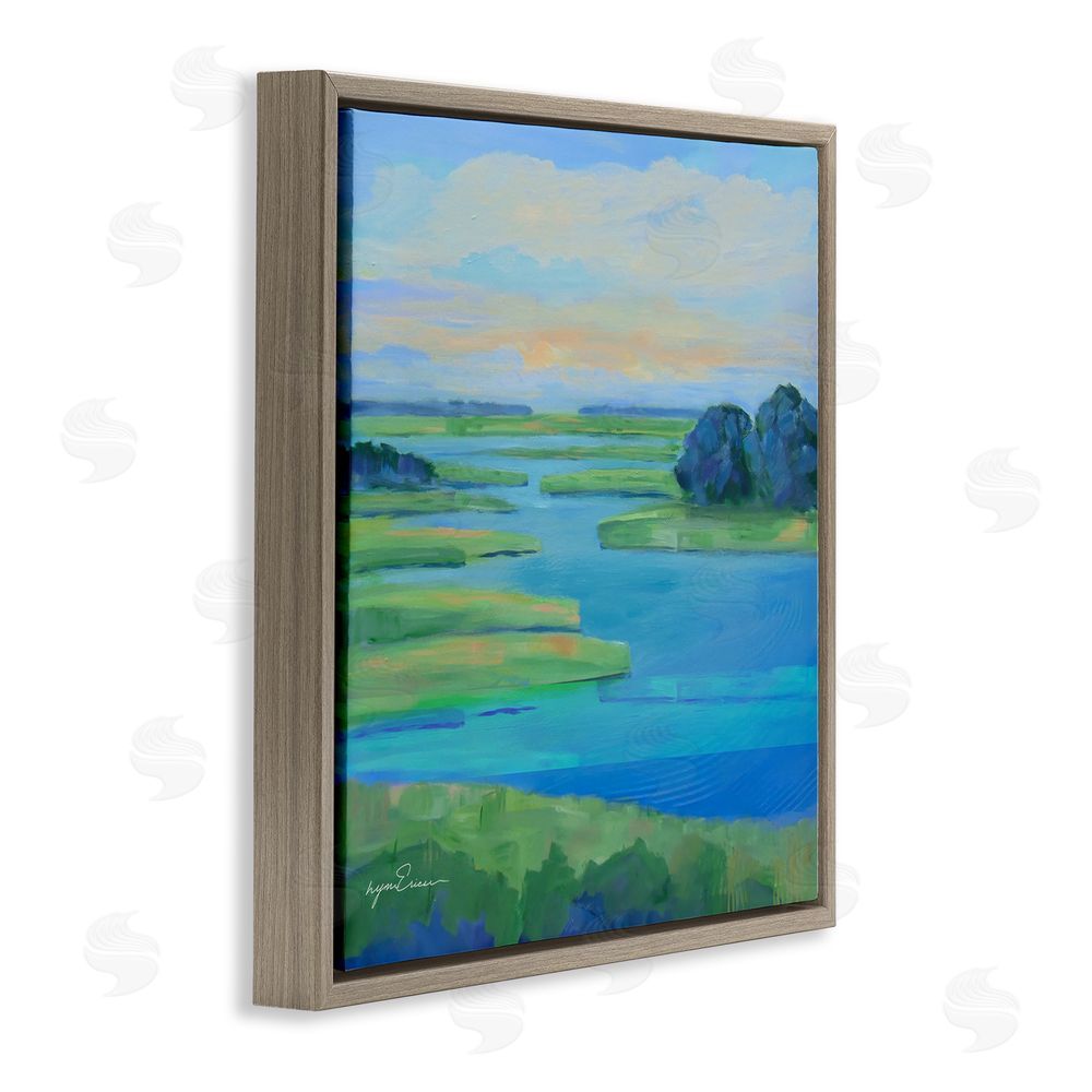 Lynn Ericson Fine Art Scenic Scarborough Marshes Brown Floating Framed Canvas Wall Art Print