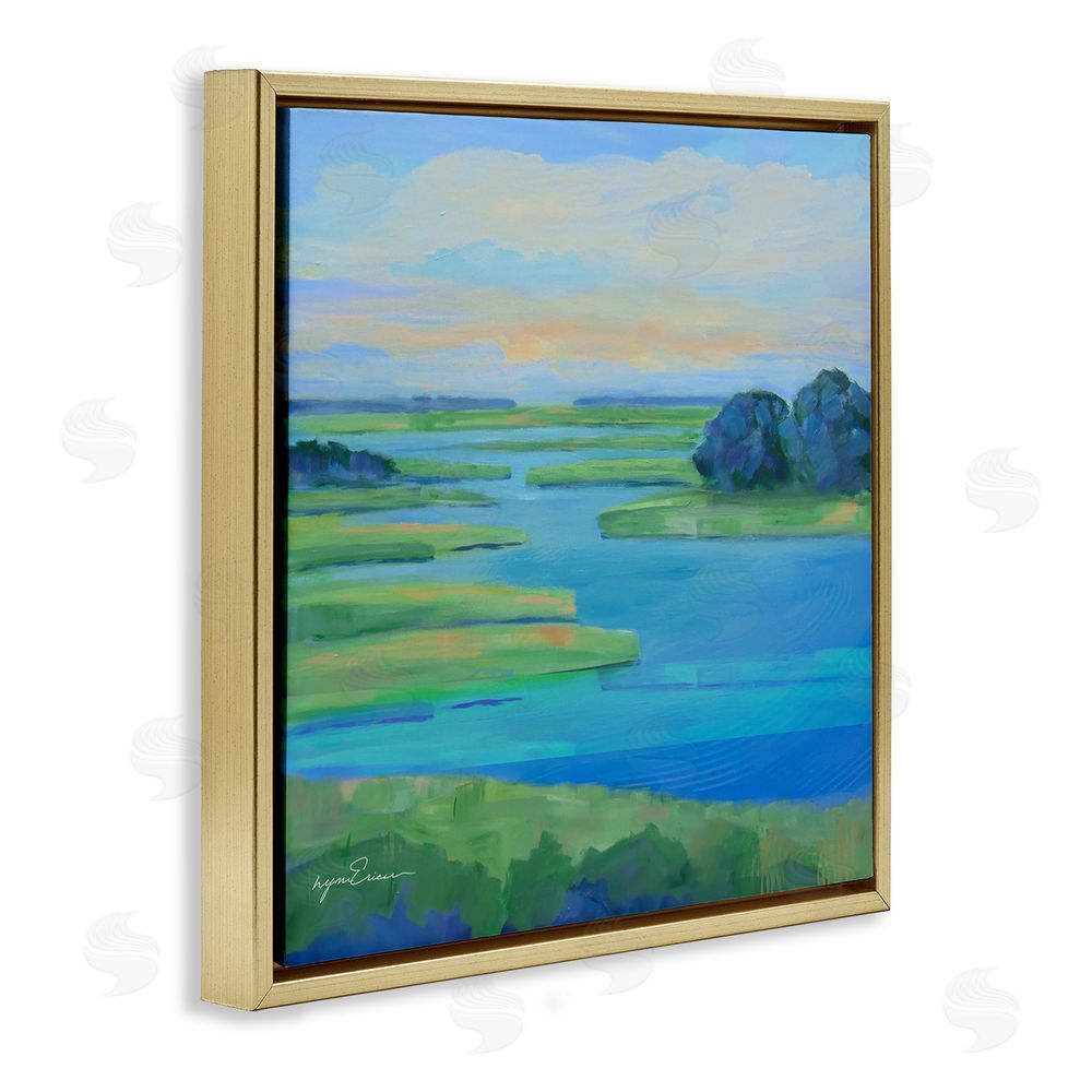 Lynn Ericson Fine Art Scenic Scarborough Marshes Gold Floating Framed Canvas Wall Art Print