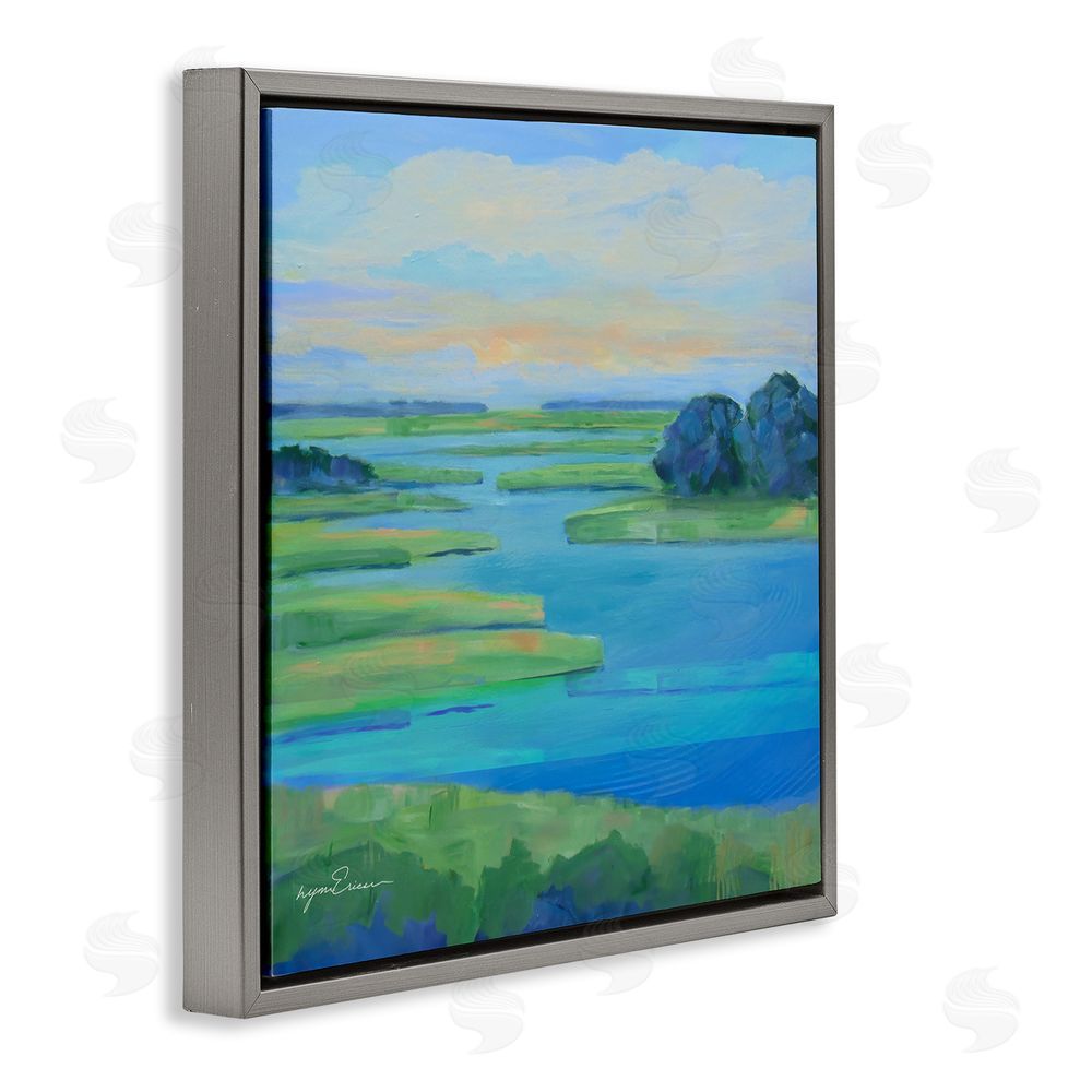 Lynn Ericson Fine Art Scenic Scarborough Marshes Gray Floating Framed Canvas Wall Art Print