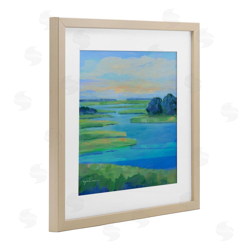 Lynn Ericson Fine Art Scenic Scarborough Marshes Brown Framed Print Under Glass with White Mat Wall Art