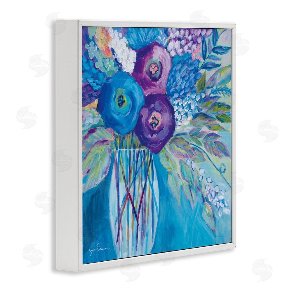 Lynn Ericson Fine Art True Blue Flower Bouquet White Framed Giclee Wall Art Print