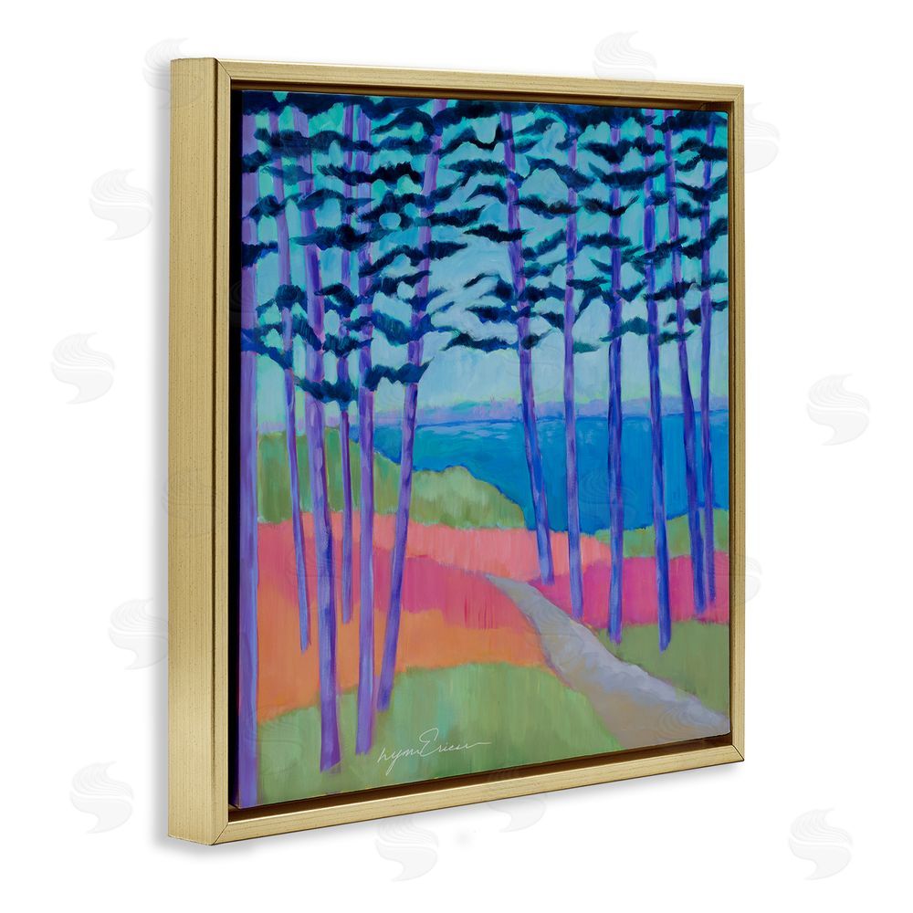 Lynn Ericson Fine Art Razzle Dazzle Forest Scene Gold Floating Framed Canvas Wall Art