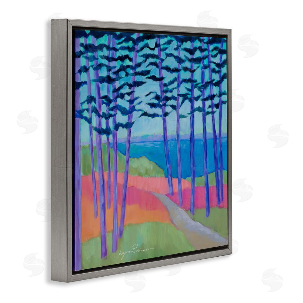 Lynn Ericson Fine Art Razzle Dazzle Forest Scene Gray Floating Framed Canvas Wall Art
