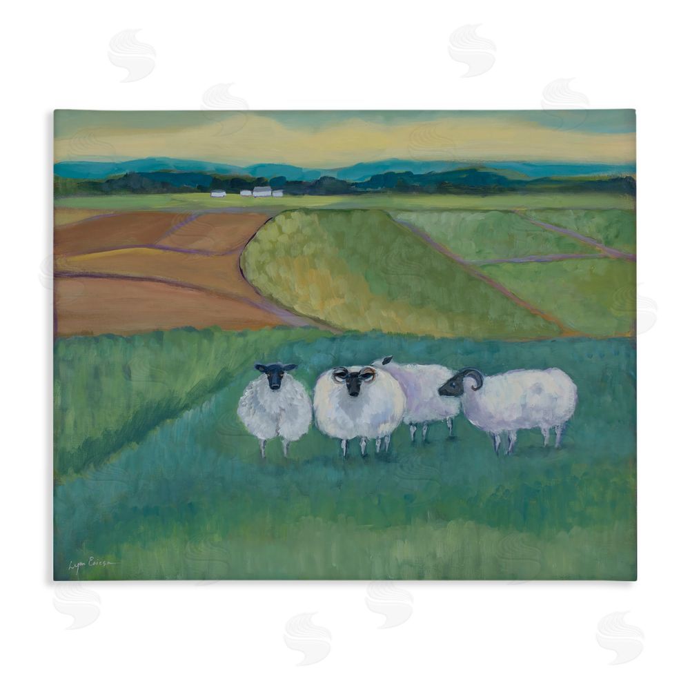 Lynn Ericson Fine Art Sheep Herd Meetup Stretched Canvas Wall Art Print