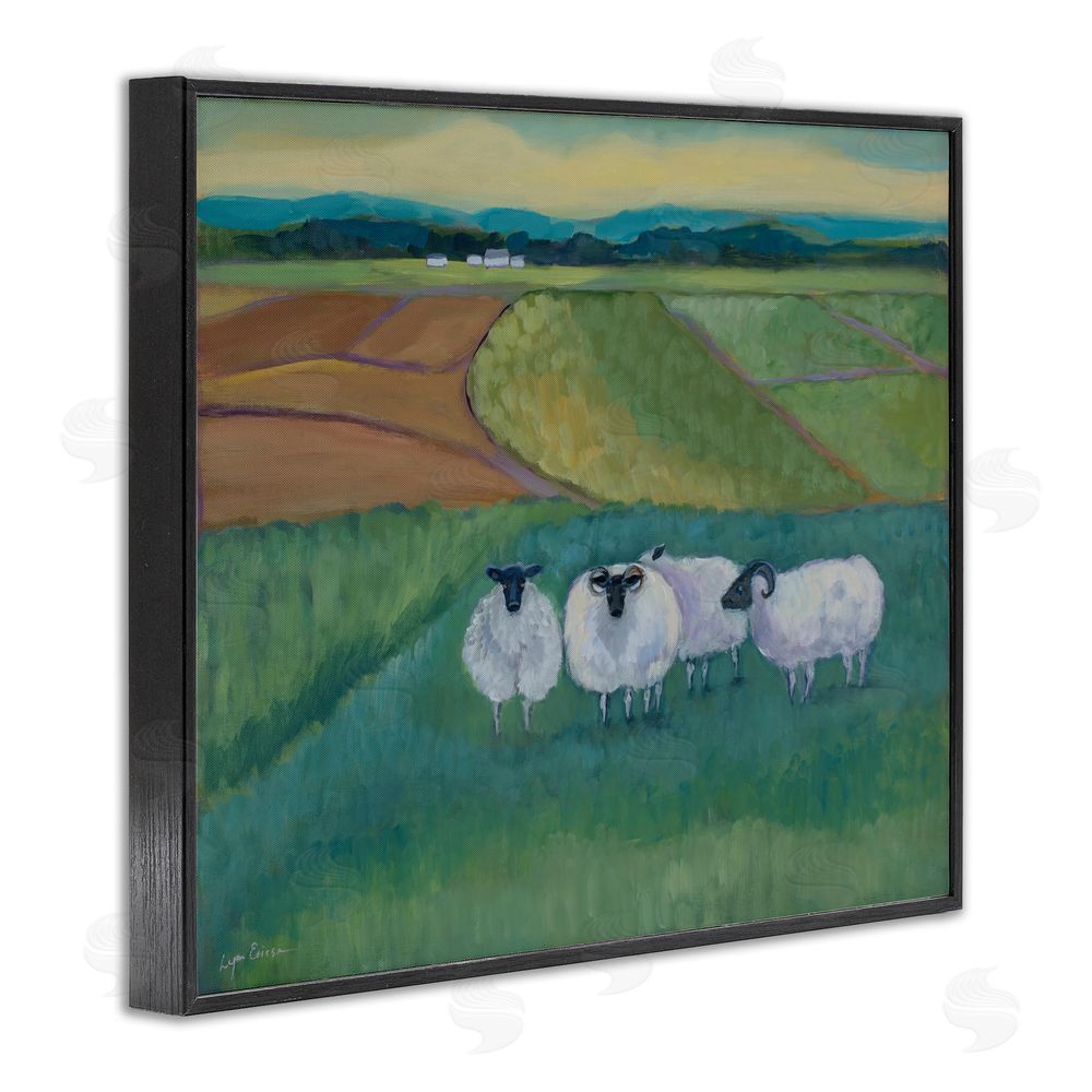 Lynn Ericson Fine Art Sheep Herd Meetup Black Framed Giclee Wall Art Print