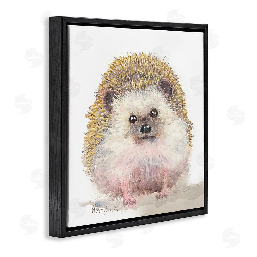 MB Cunningham Adorable Baby Hedgehog Black Floating Frame Canvas Wall Art Print
