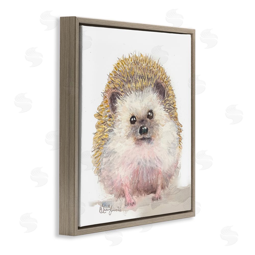 MB Cunningham Adorable Baby Hedgehog Brown Floating Frame Canvas Wall Art Print