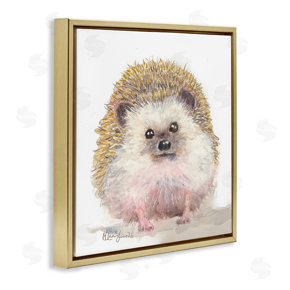 MB Cunningham Adorable Baby Hedgehog Gold Floating Frame Canvas Wall Art Print