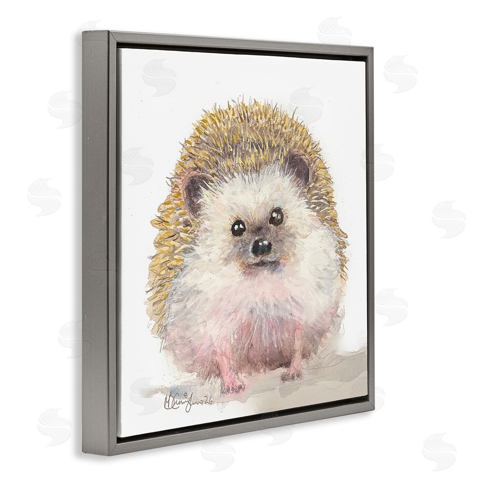 MB Cunningham Adorable Baby Hedgehog Gray Floating Frame Canvas Wall Art Print